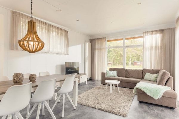 Woonkamer - Chalet in Nederland met ruime tuin in Rijssen (2)