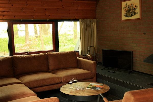 Woonkamer - Bosschuilplaats met open haard in Herpen (2)