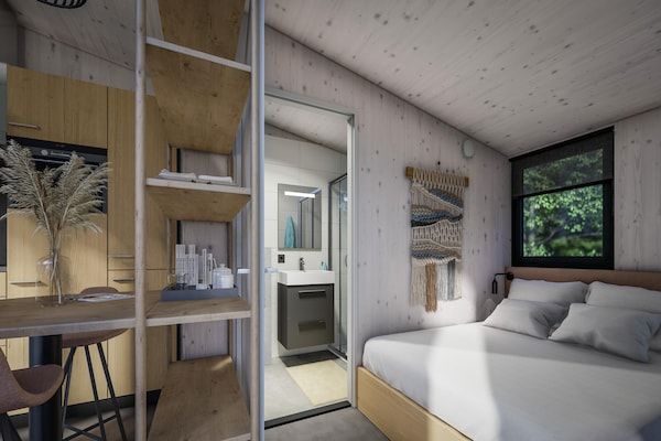 Slaapkamer - Tiny House in Arcen met Kano bij Meer in Arcen (2)