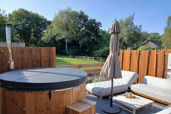 Terras - Gezellige villa met sauna en hottub in Veluwe (5)