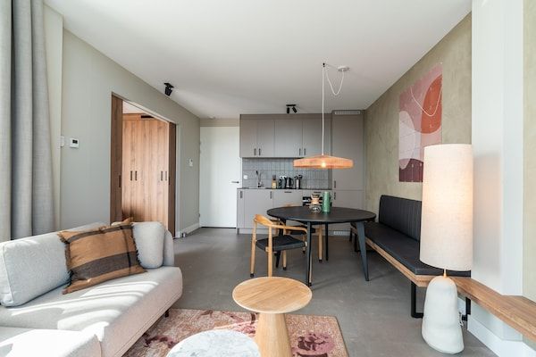Woonkamer - appartement met adembenemend uitzicht op de stad. in Den Haag (4)