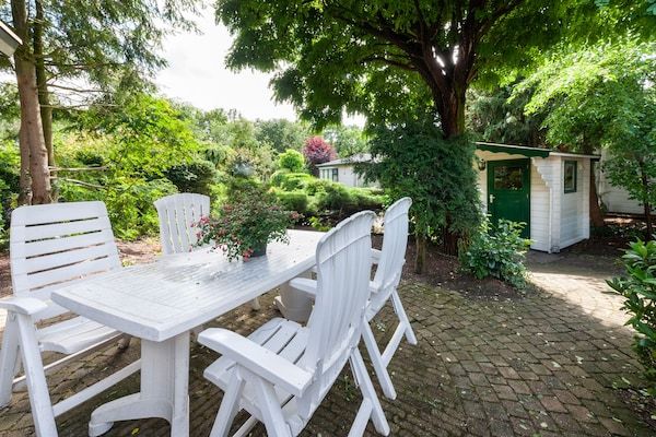 Terras - Chalet in Stegeren met gebruik Zwembad en Tuin in Ommen- Stegeren (4)