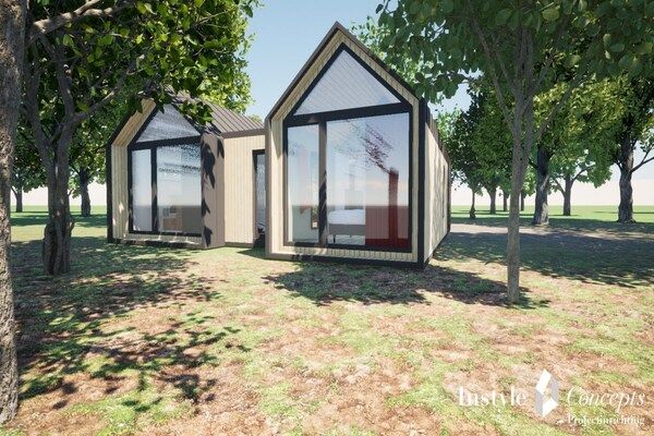 Buitenkant - 6-persoons lodge aan de visvijver in Balkbrug (1)
