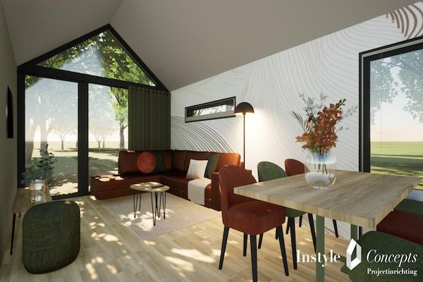 Eetkamer - 6-persoons lodge aan de visvijver in Balkbrug (5)